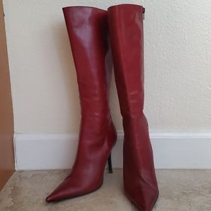 Charles David stilletto stunning deep red boots